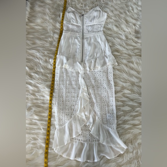 FOR LOVE & LEMONS Lovebird Lace Midi Dress in White, Size S - Picture 8 of 11